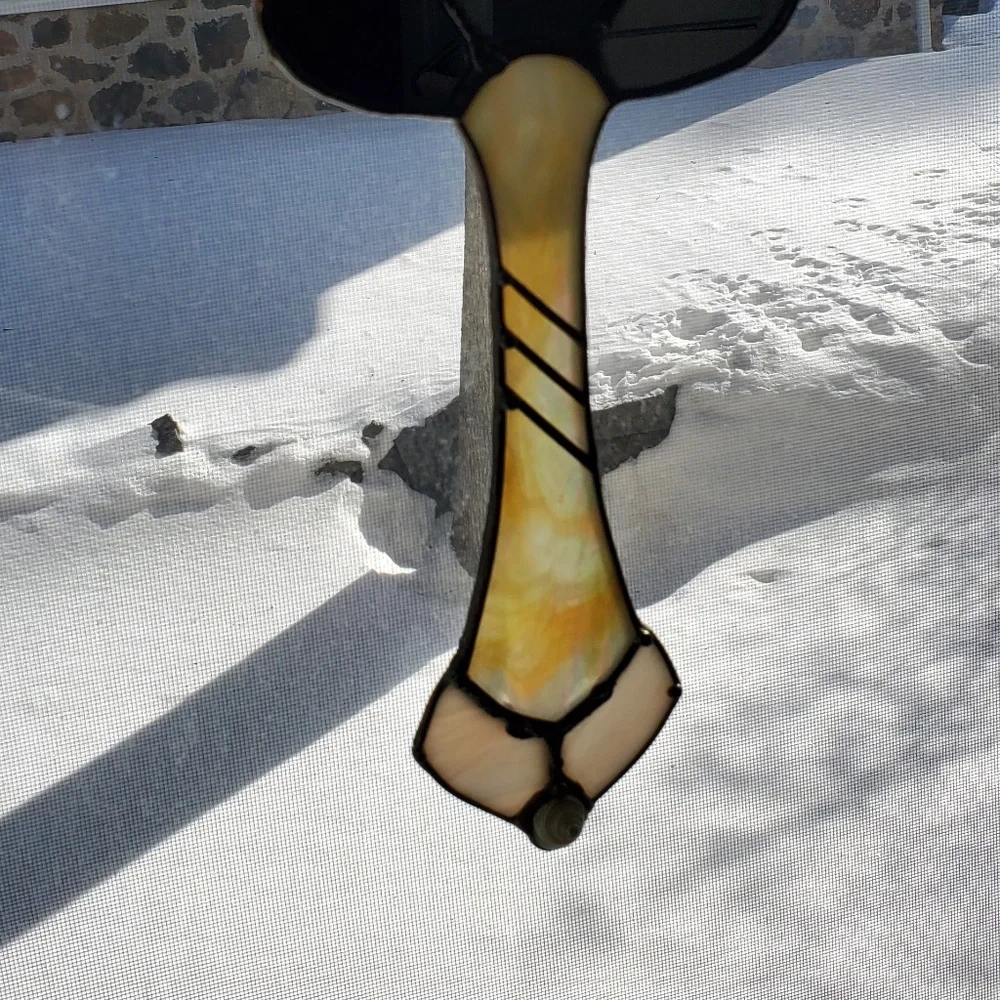 Stained glass flower-shaped mirror, great condition